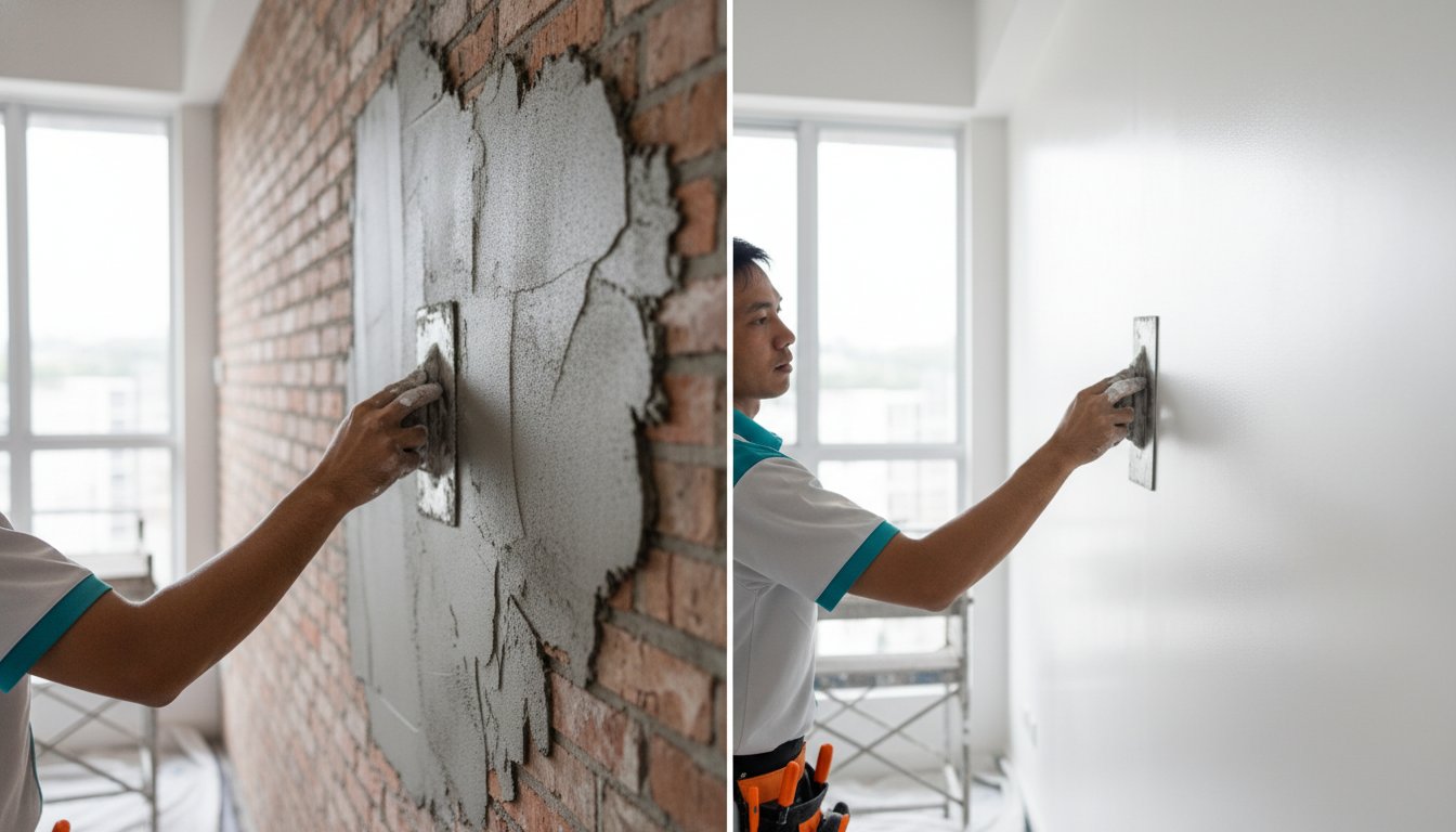 Read more about the article Plaster Walls vs. Skim Coating: The 2026 Singapore Homeowner’s Comparison Guide
