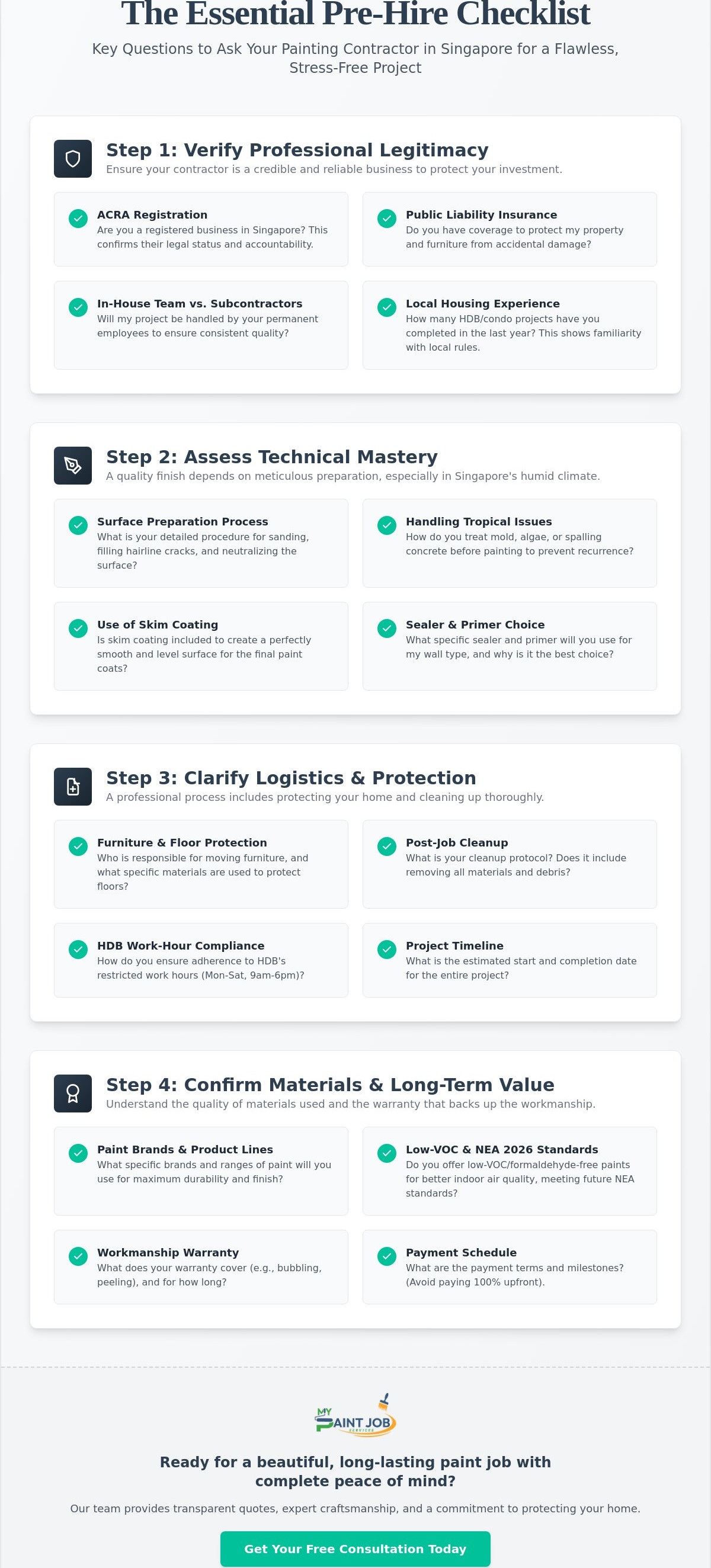 12 Essential Questions to Ask a Painting Contractor Before Hiring in Singapore (2026)