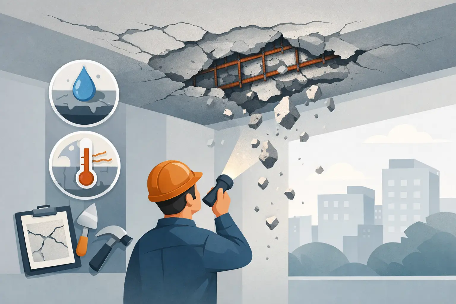 Read more about the article What Causes Concrete Ceiling Spalling?