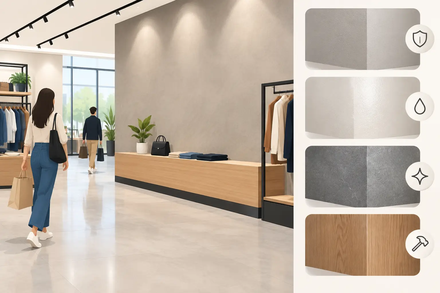 Read more about the article Best Durable Finishes for High-Traffic Retail Walls