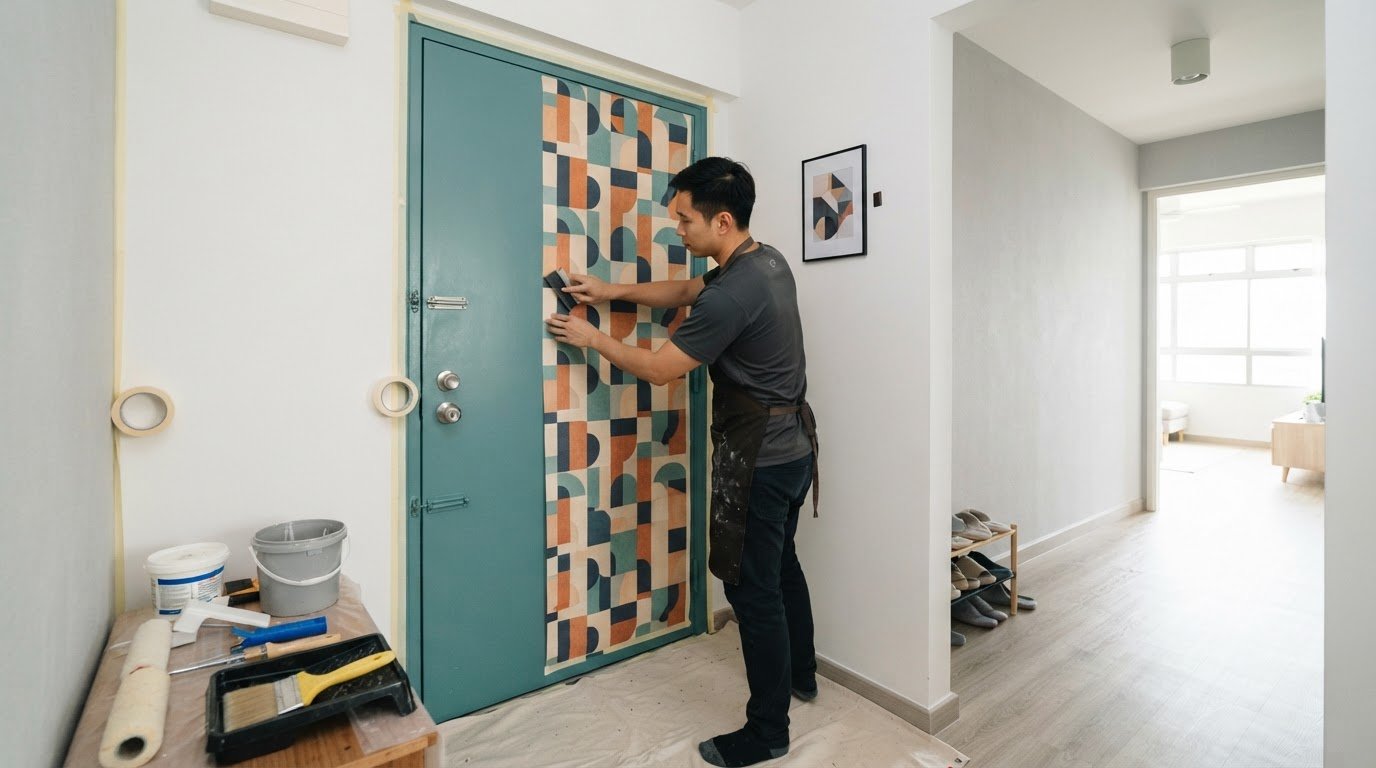 You are currently viewing How to paint and decorate a bomb shelter door with wallpaper and art
